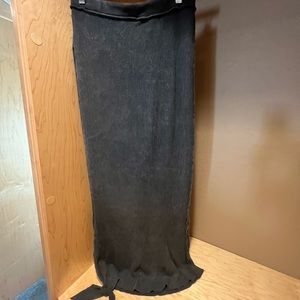 Surplus M, pull on fitted maxi skirt, tie at bottom, charcoal gray. Never worn